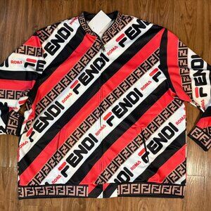 Fendi Roma Fila Light Weight Bomber Jacket Size 4XL
